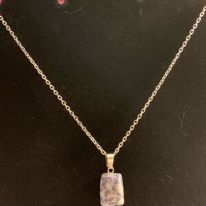 Chic Silver Necklace with Blue Stone Pendant